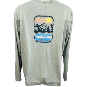 Eddie Bauer Swim Peak Shield Mountain Graphic Performance Shirt Gray Men's Large